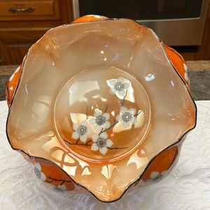 Royal Silesia Orange/Caramel Colored Lusterware Porcelain Bowl.  Vintage 1930’s.